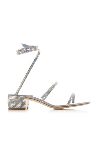 Shop René Caovilla Crystal-embellished Satin Sandals In Silver