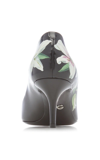 Shop Dolce & Gabbana Decollete Floral-print Leather Pumps In Black