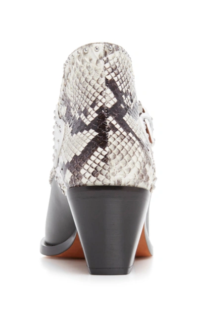 Shop Givenchy Snake-effect Two-tone Studded Leather Ankle Boots In Multi