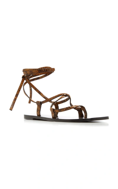 Shop A.emery Finnley Snake-effect Leather Sandals In Brown