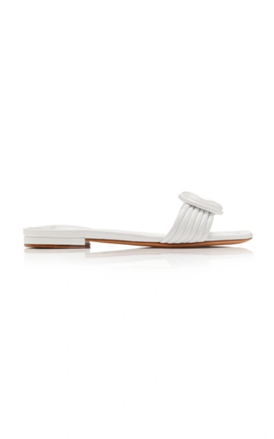 Shop Alexandre Birman Vicky Flat Leather Sandals In White