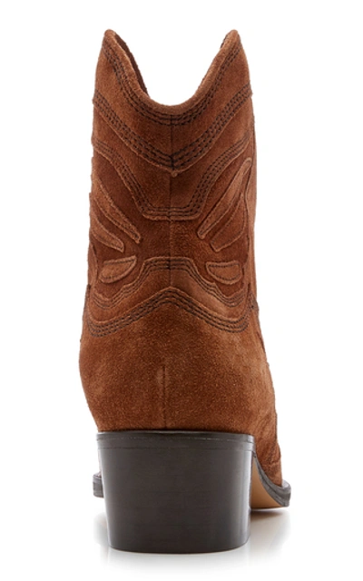 Shop Ganni Suede Ankle Boots In Brown