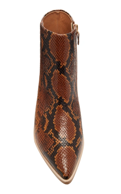 Shop Ulla Johnson Cruz Snake-effect Leather Booties In Brown