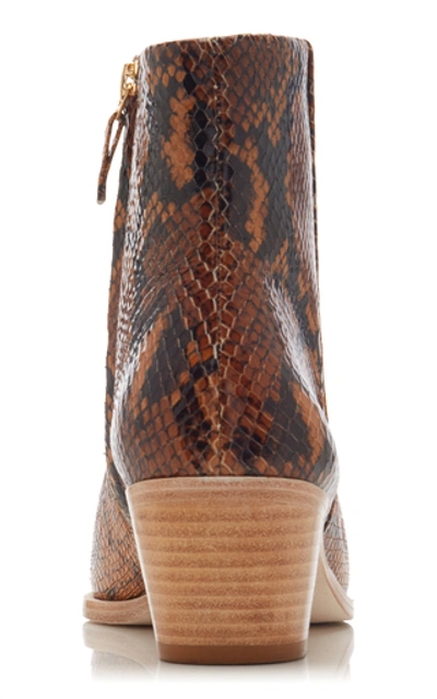 Shop Ulla Johnson Cruz Snake-effect Leather Booties In Brown