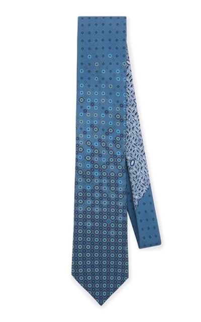 Shop Prada Medallion-print Silk Tie In Blue