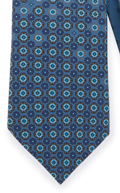 Shop Prada Medallion-print Silk Tie In Blue