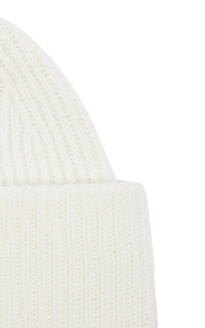 Shop Acne Studios Appliquéd Ribbed Wool Beanie In White