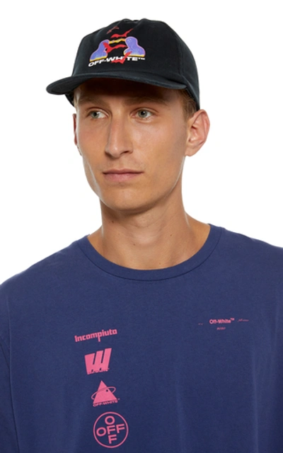 Shop Off-white Printed Suede Baseball Cap In Black