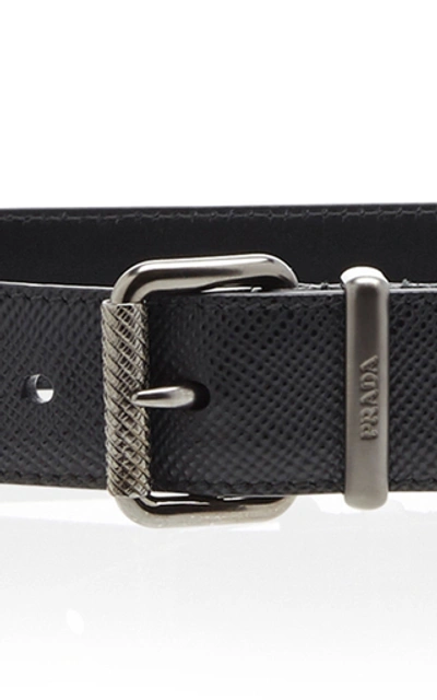 Shop Prada Saffiano Leather Belt In Black