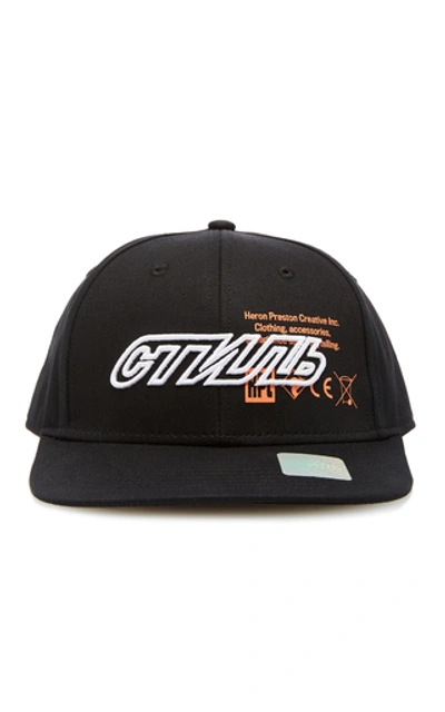 Shop Heron Preston Logo-embroidered Cotton Baseball Cap In Black