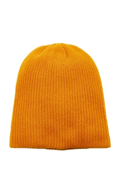 Shop The Elder Statesman Watchman Ribbed Cashmere Beanie In Gold