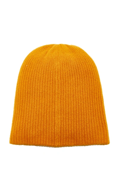 Shop The Elder Statesman Watchman Ribbed Cashmere Beanie In Gold