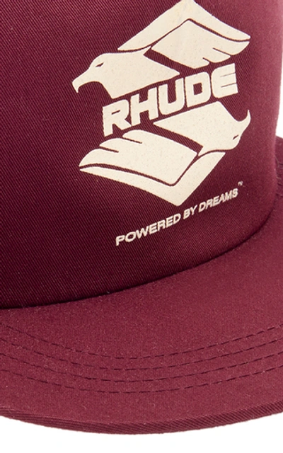 Shop Rhude Logo-embroidered Cotton-twill Baseball Cap In Burgundy