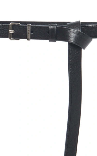 Shop Givenchy Skinny Roll-buckle Leather Belt In Black