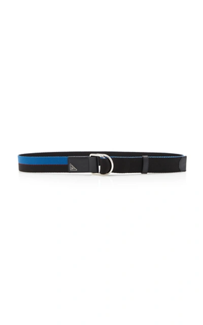 Shop Prada Reversible Two-tone Fabric Belt In Black