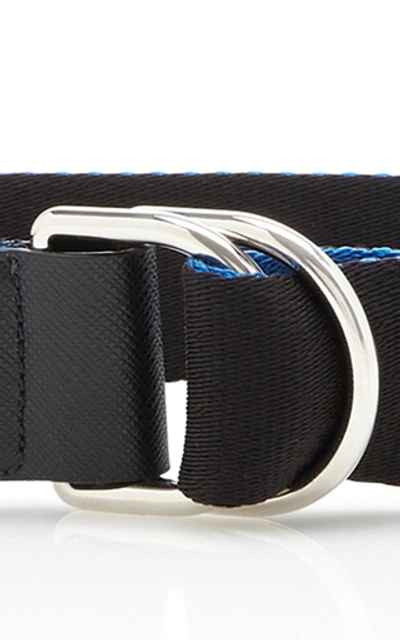 Shop Prada Reversible Two-tone Fabric Belt In Black