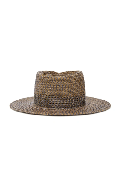 Shop Eric Javits Bayou Squishee Straw Fedora In Navy