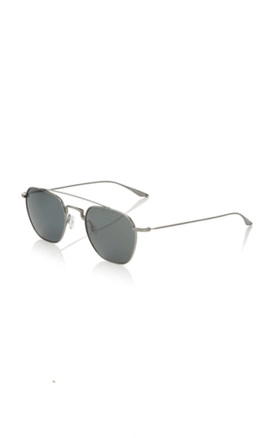 Shop Barton Perreira Doyen Aviator-style Titanium Sunglasses In Silver