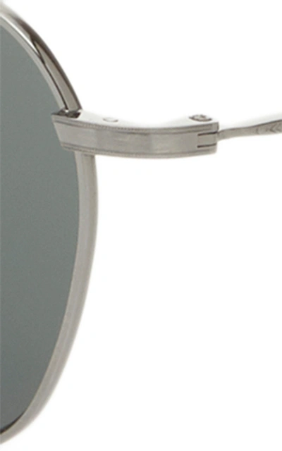 Shop Barton Perreira Doyen Aviator-style Titanium Sunglasses In Silver