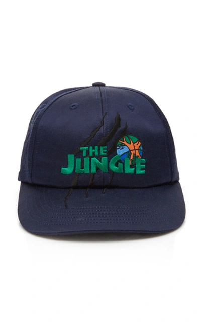 Shop Just Don The Jungle Embroidered Satin Baseball Hat In Navy