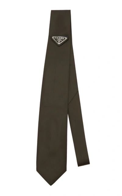 Shop Prada Logo-appliquéd Shell Tie  In Green