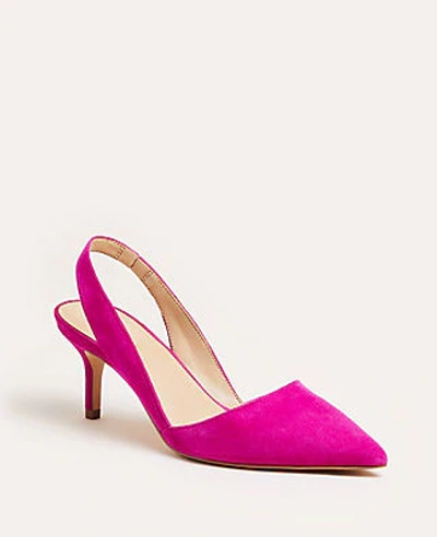 Shop Ann Taylor Alexia Suede Slingback Pumps In Pink