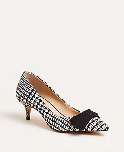 Shop Ann Taylor Reese Houndstooth Bow Pumps In Black