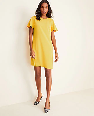 yellow flutter sleeve dress