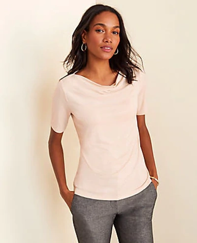 Ann Taylor Matte Jersey Cowl Neck Top In Pink