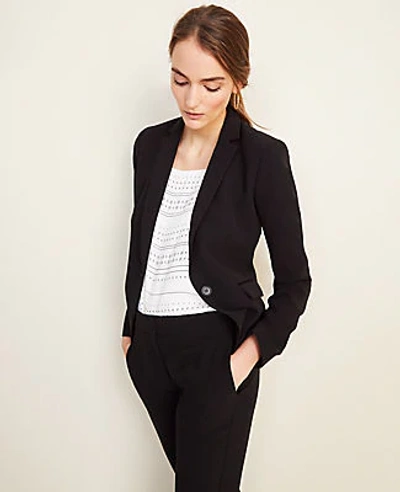 Shop Ann Taylor The Tuxedo Blazer In Doubleweave In Black