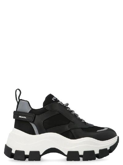 Shop Prada Pegasus Chunky Block Sneakers In Black