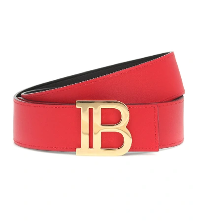 Shop Balmain Reversible Leather Belt In Black