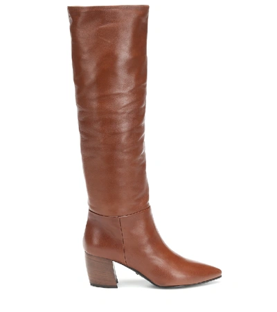 Shop Prada Leather Knee-high Boots In Brown