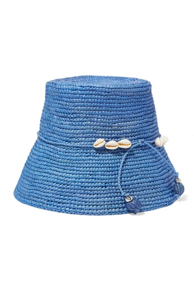 Shop Sensi Studio Embellished Toquilla Straw Hat In Blue