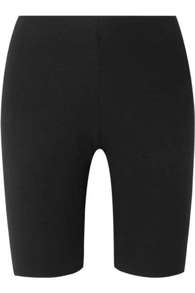 Shop Skin Aphrodite Stretch-organic Pima Cotton Shorts In Black