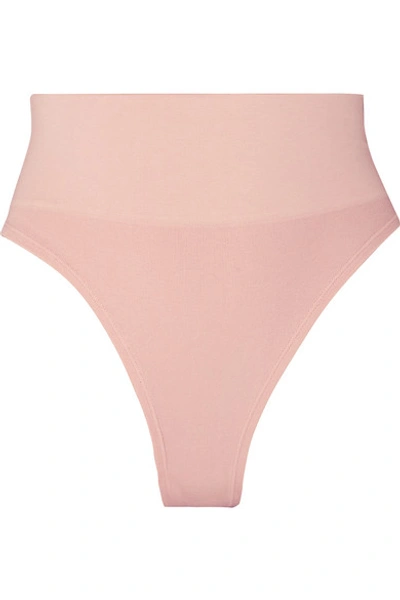 Shop Skin The Tummy Toner Organic Cotton-blend Jersey Thong In Pink