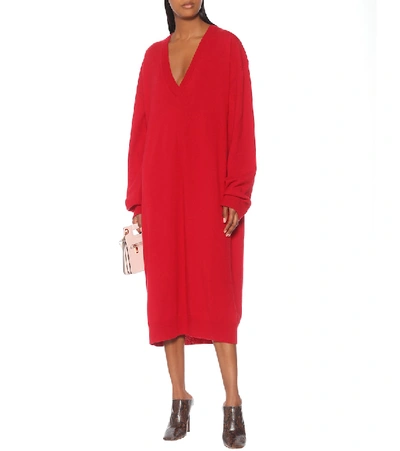 Shop Haider Ackermann Wool And Cashmere Midi Dress In Red