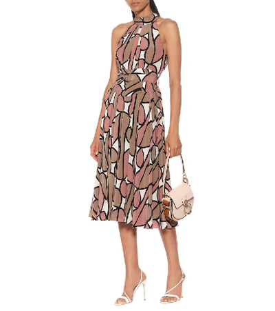 Shop Diane Von Furstenberg Nicola Printed Silk Midi Dress In Brown