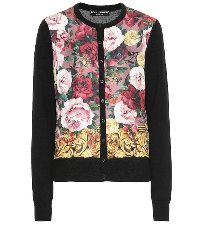 Shop Dolce & Gabbana Floral Cashmere And Silk Cardigan In Multicoloured