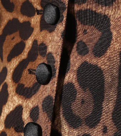 Shop Dolce & Gabbana Leopard-print Wool-blend Crêpe Vest In Beige