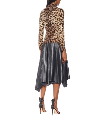 Shop Dolce & Gabbana Leopard-print Stretch-silk Crêpe Top