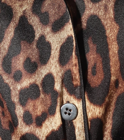 Dolce & Gabbana Diva Belted Leopard-print Silk-blend Satin Pajama Shirt In Beige