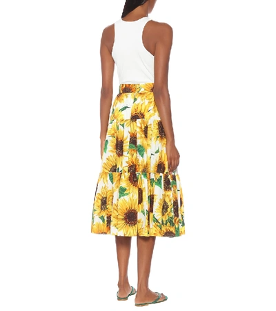 Shop Dolce & Gabbana Sunflower-print Cotton Midi Skirt In Yellow