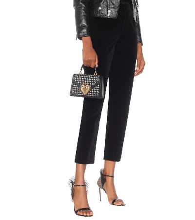 Shop Dolce & Gabbana Devotion Small Tweed Shoulder Bag In Grey