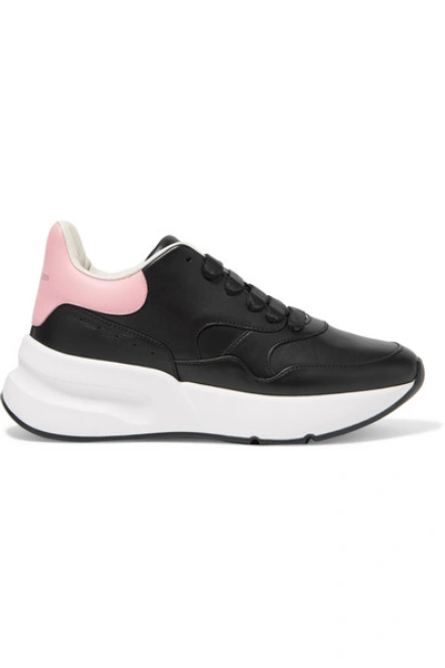 Shop Alexander Mcqueen Leather Exaggerated-sole Sneakers In Black