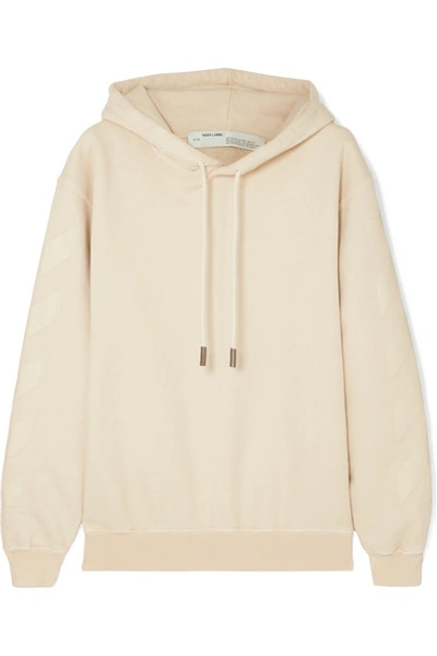 Shop Off-white Printed Cotton-terry Hoodie In White