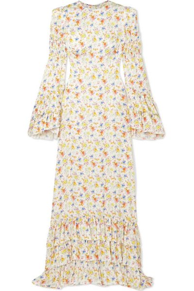 Shop The Vampire's Wife Tiered Floral-print Crepe Maxi Dress In Ivory