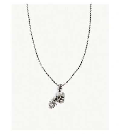 Shop Alexander Mcqueen Spider And Skull Silver-toned Necklace