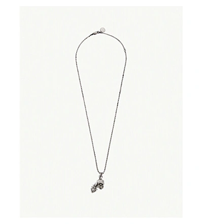 Shop Alexander Mcqueen Spider And Skull Silver-toned Necklace