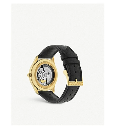 Shop Gucci Ya126340 G-timeless Yellow Gold Pvd And Leather Watch